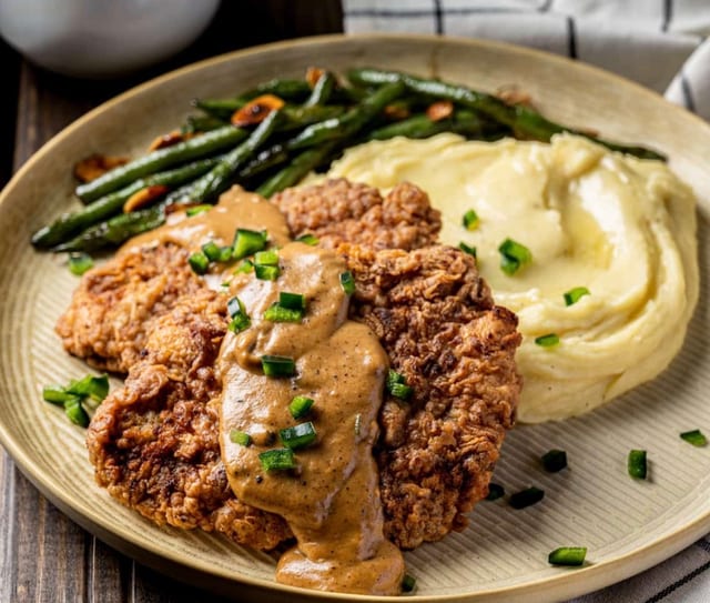 Country Fried Steak with Brown Gravy.