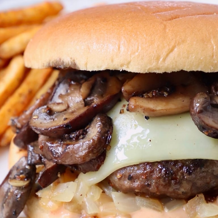 Mouthwatering Mushroom Swiss Burger Delights